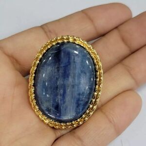 Bellezza Adela Kyanite Yellow Bronze Oval Framed Ring Pre-owned Jewelry